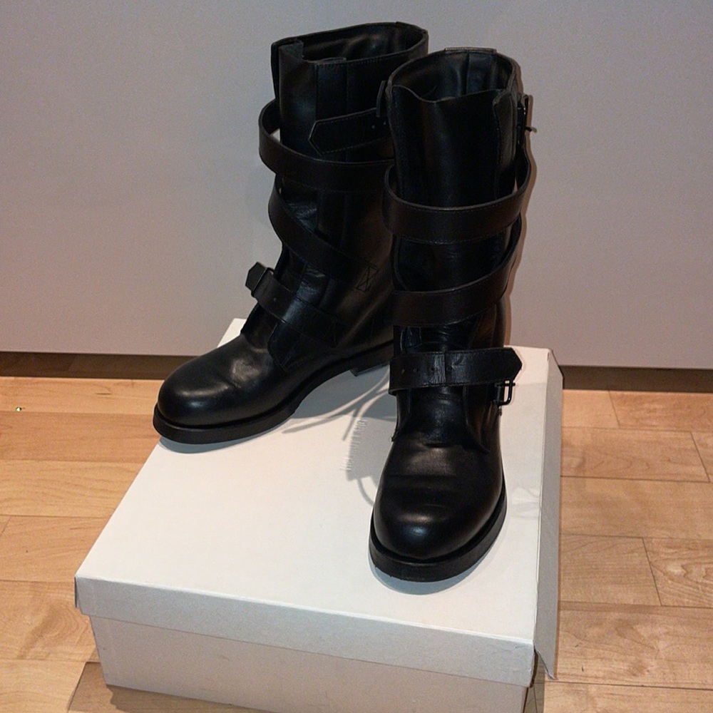 Helmut Lang moto boots black leather - Picture 2 of 7
